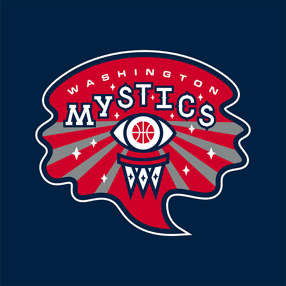 Creative rebrand of the Washington Mystics WNBA basketball team