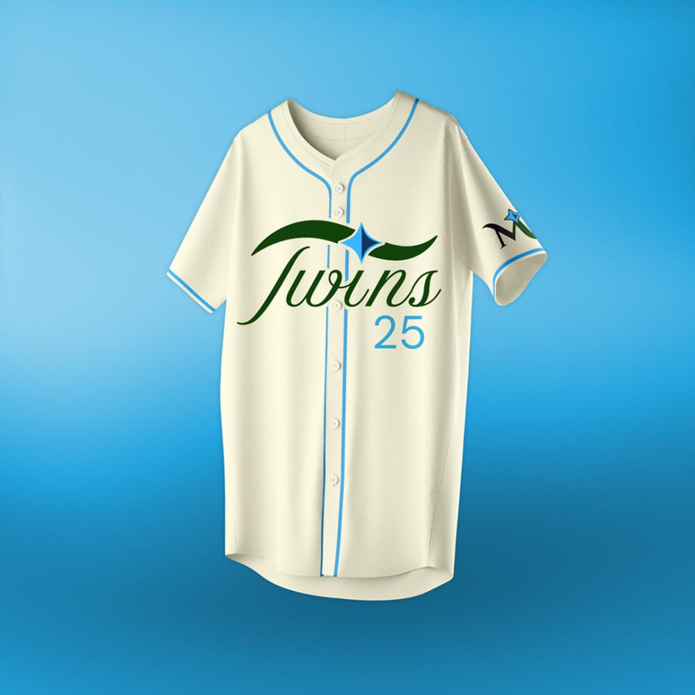 Creative rebrand of the Minnesota Twins MLB baseball jersey