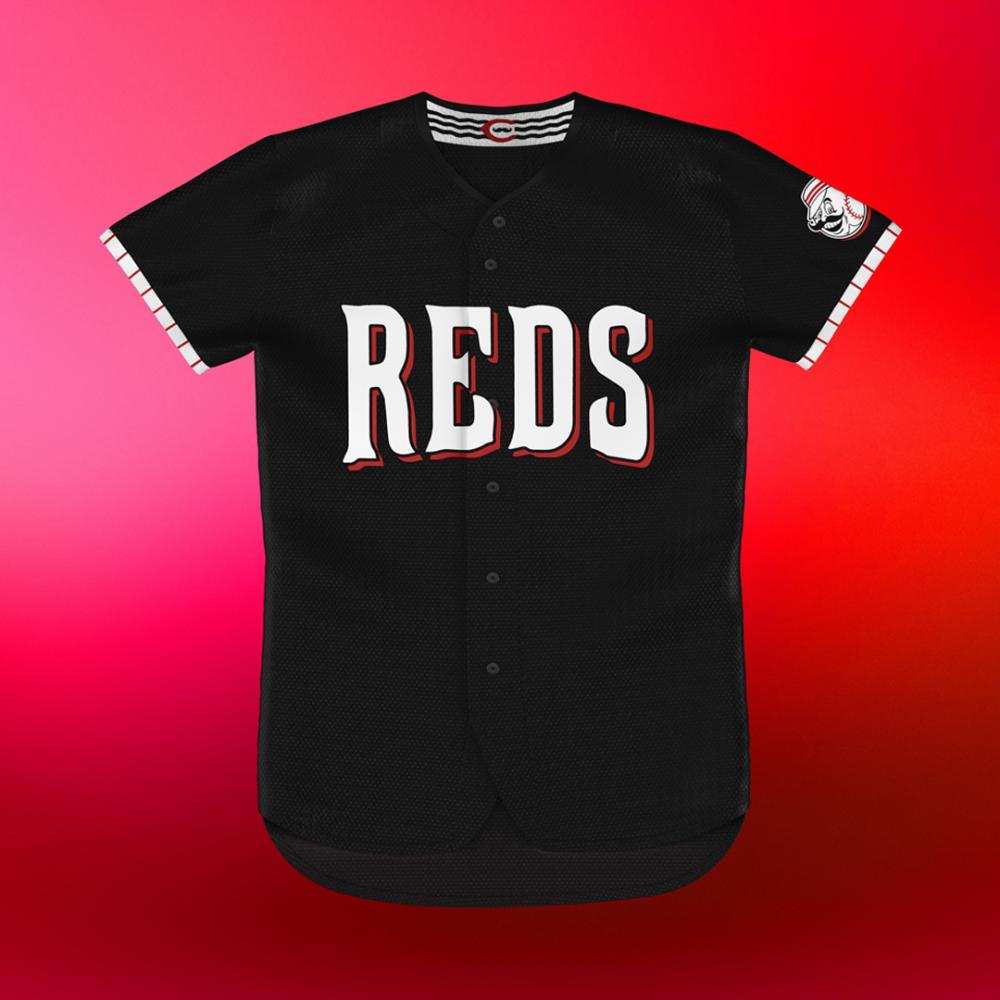 Creative rebrand of the Cincinnati Reds MLB baseball jersey