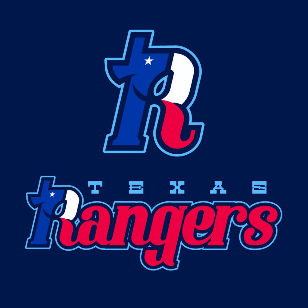 Creative rebrand of the Texas Rangers MLB baseball team logo