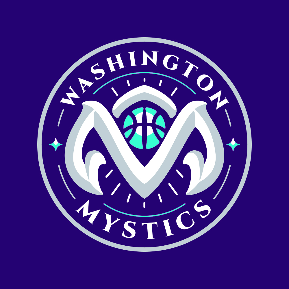 Creative rebrand of the Washington Mystics WNBA basketball team