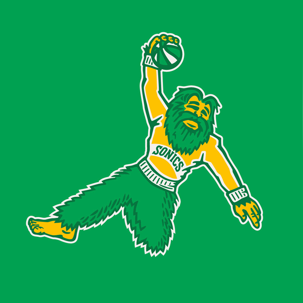 Creative rebrand of the defunct Seattle SuperSonics NBA basketball team mascot